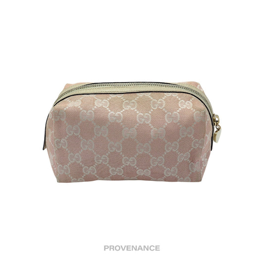 🔴 Gucci Cosmetic Pouch - Powder Pink GG Canvas Heart