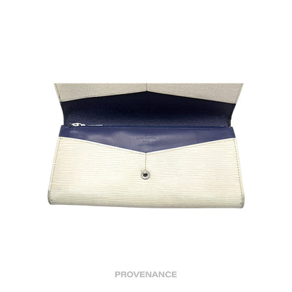 🔴 Louis Vuitton Long Wallet - White Blue Epi Patchwork