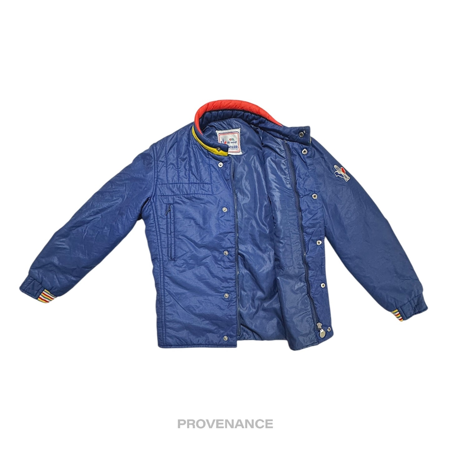 🔴 Moncler Light Ski Jacket - Blue Grenoble Logo Yellow Red