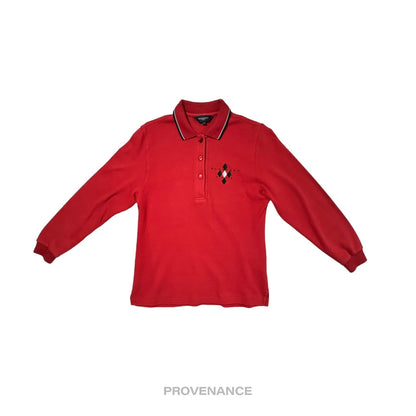 🔴 Burberry Golf Long Sleeve Polo Shirt - Red M