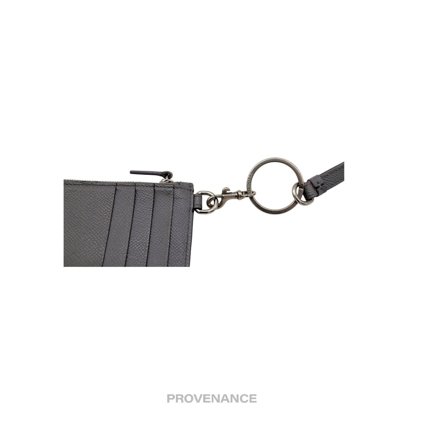 🔴 Balenciaga Logo Neck Lanyard Zip Card Wallet - Gray