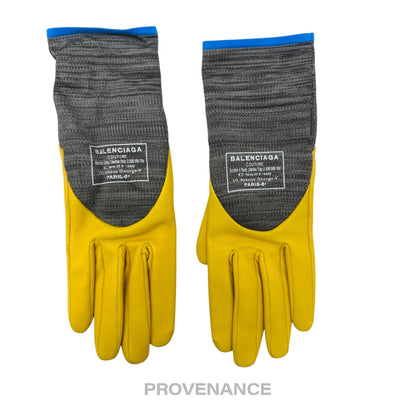 🔴 Balenciaga Couture Gardening Gloves - Yellow Gray Blue