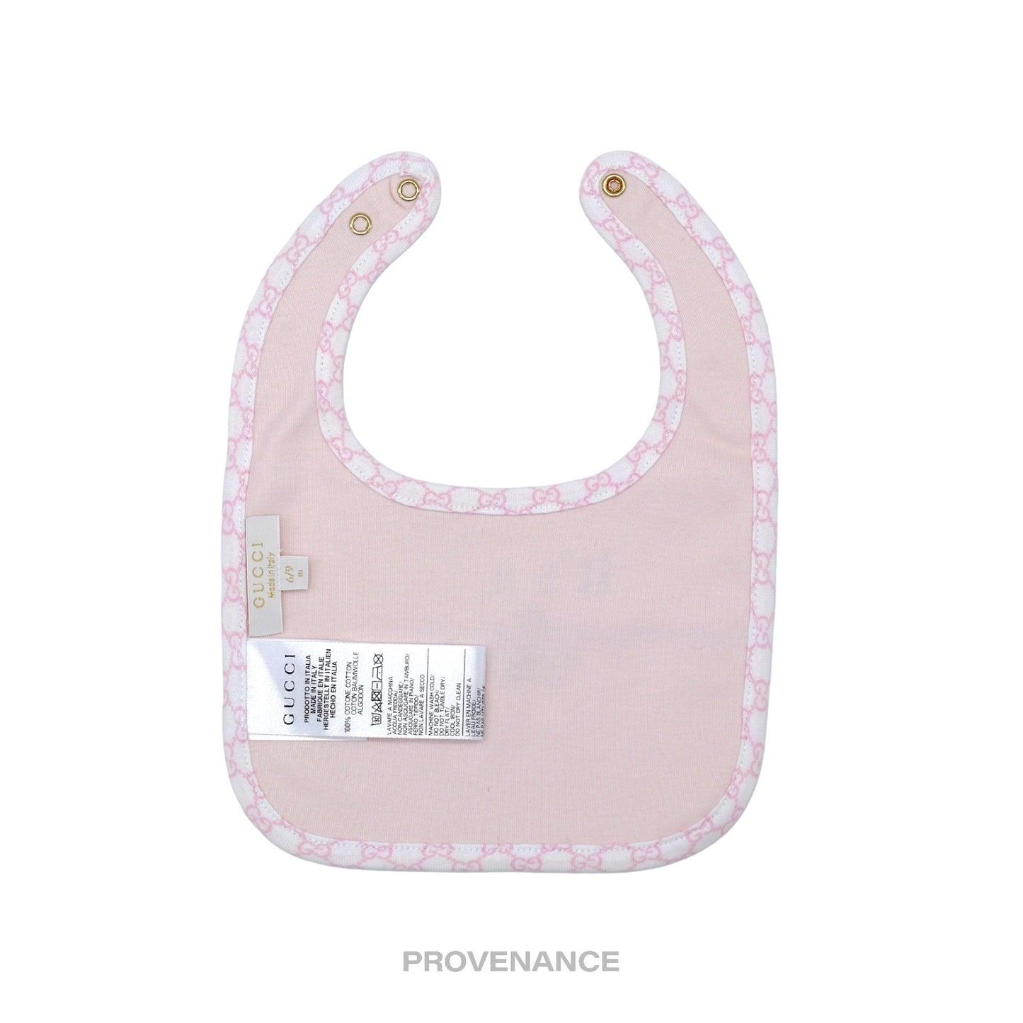 🔴 Gucci "It's a Gucci Girl" Baby Bib - White/Pink