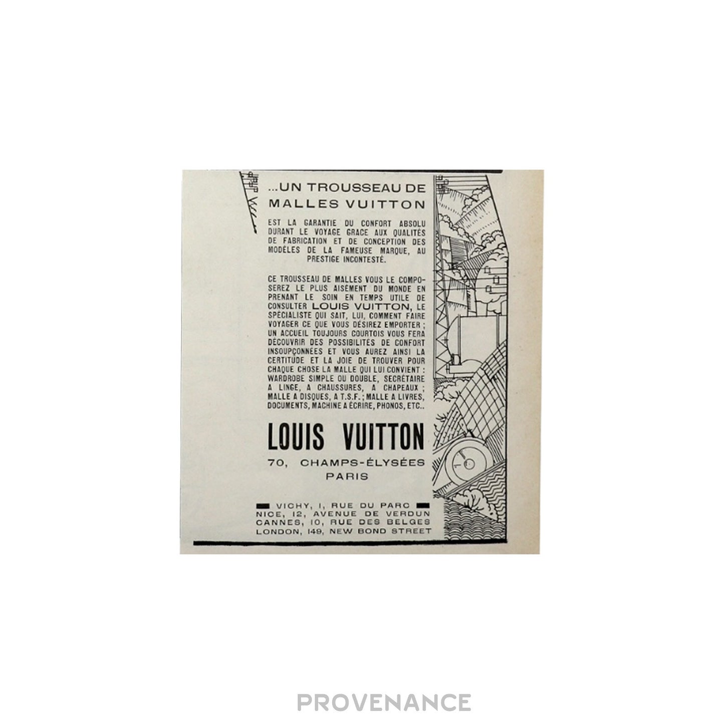 🔴 Louis Vuitton Antique Vintage Newsprint Ad - Trunks