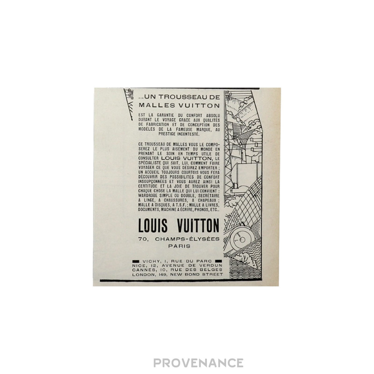 🔴 Louis Vuitton Antique Vintage Newsprint Ad - Trunks
