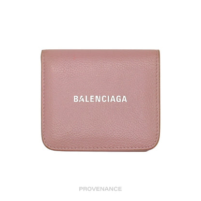 🔴 Balenciaga Logo Snap Wallet - Powder Pink Leather