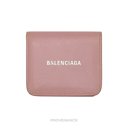 🔴 Balenciaga Logo Snap Wallet - Powder Pink Leather