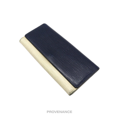 🔴 Louis Vuitton Long Wallet - White Blue Epi Patchwork