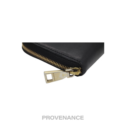 🔴 Givenchy Logo Zip Long Wallet - Black Grained Leather
