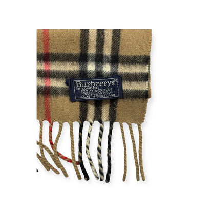🔴 Vintage Burberrys Scarf Nova Check 100% Cashmere Camel