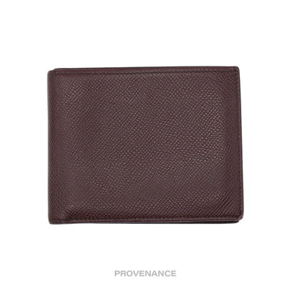 🔴 Hermes Citizen Twill Compact Wallet - Bordeaux Epsom