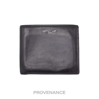🔴 Saint Laurent Paris SLP Logo Bifold Wallet - Black