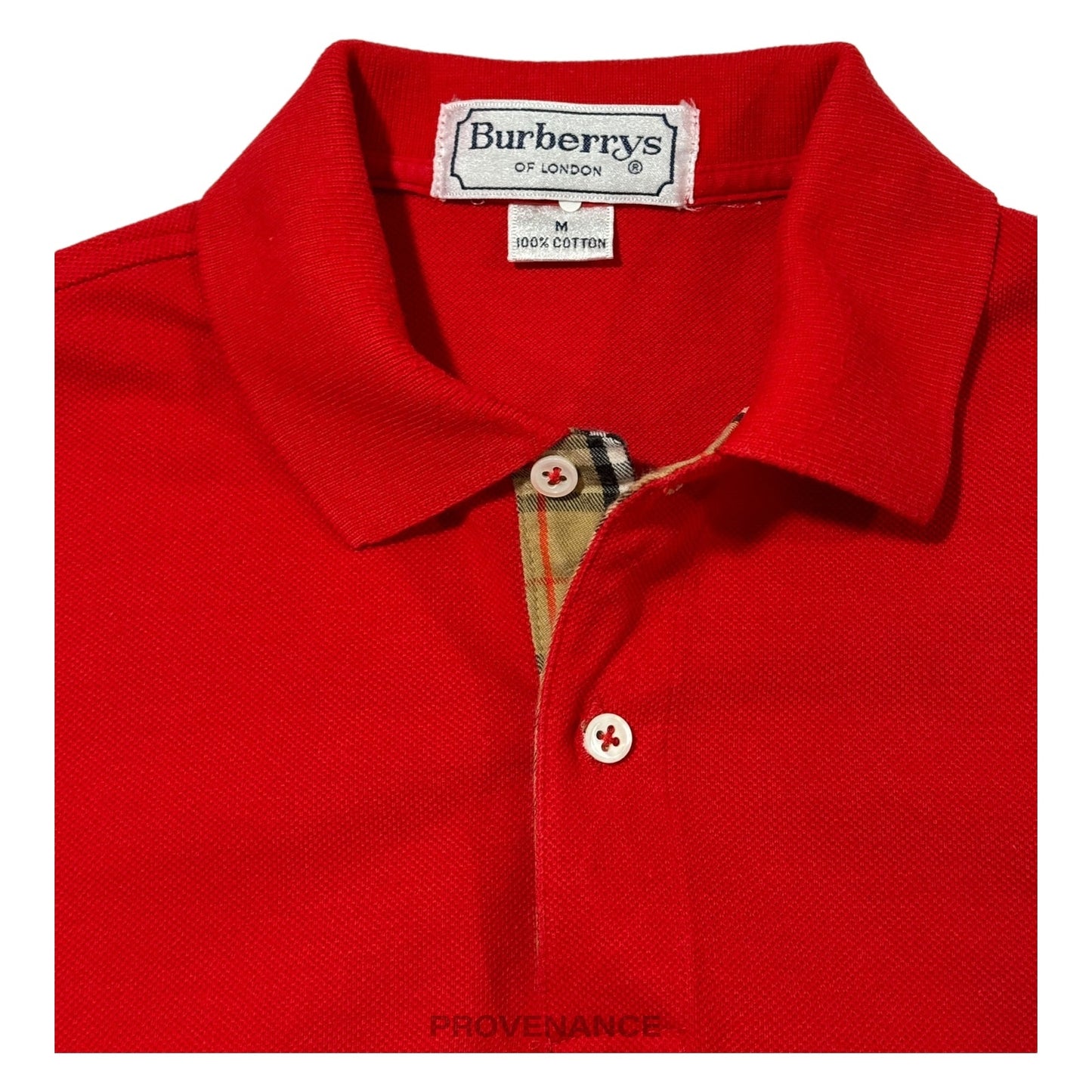 🔴 Burberry Sports Long Sleeve Polo Shirt - Red Nova Check M