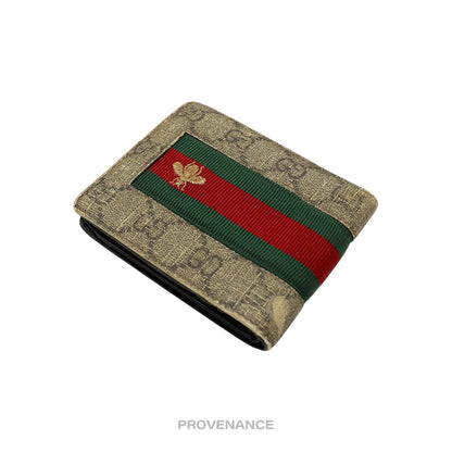 🔴 Gucci GG Supreme 8CC Bifold Wallet - Signature Web Bee