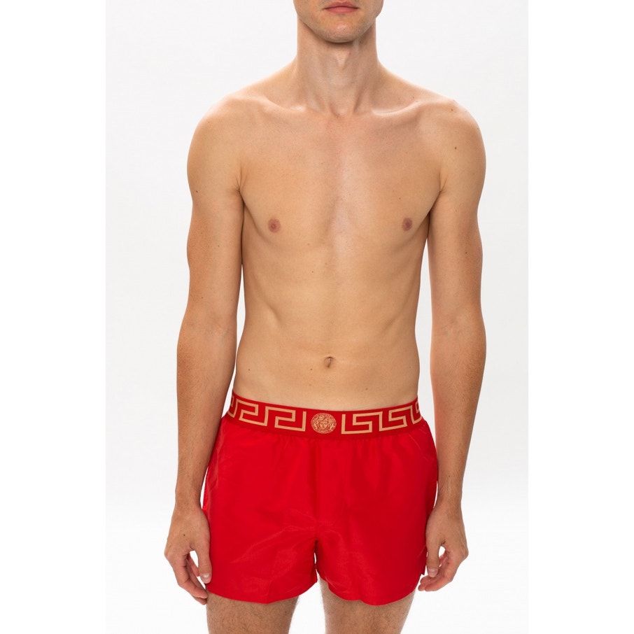 🔴 Versace Greca Medusa Border Swim Shorts - Red L