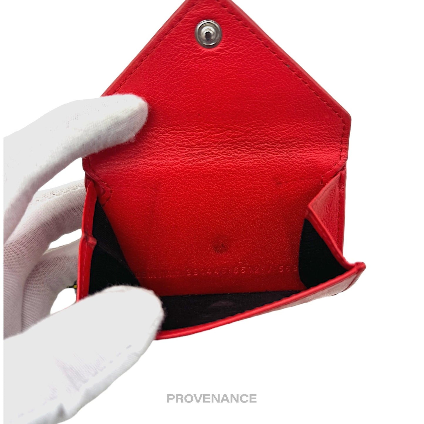 🔴 Balenciaga Papier Mini Wallet - Red Leather