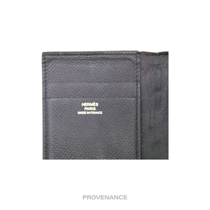 🔴 Hermes MC2 Euclide Card Holder Wallet - Epsom Noir Black