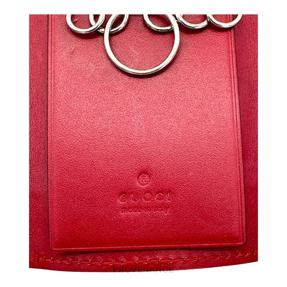 🔴 Gucci GG Web 6 Key Holder - Red Guccissima Leather