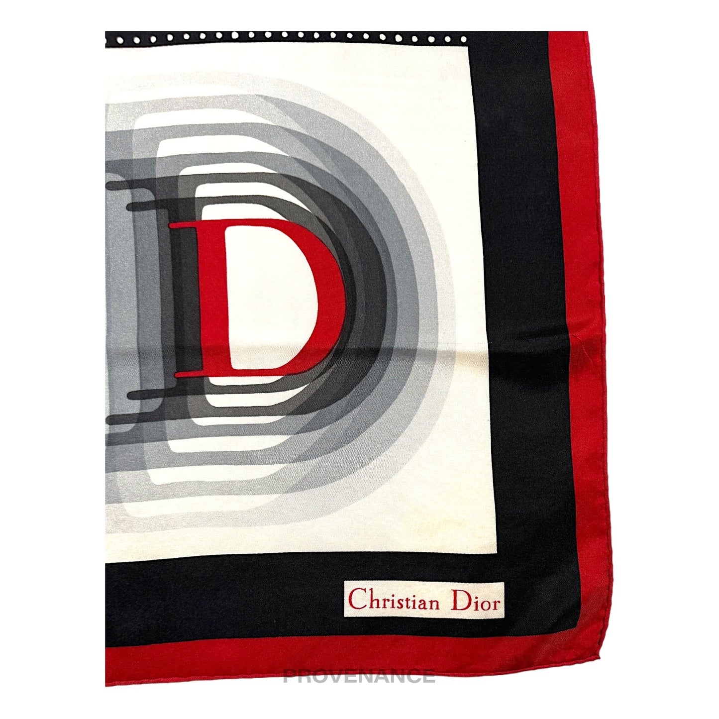 🔴 Christian Dior D Infinity Silk Scarf 75 - Red Black White