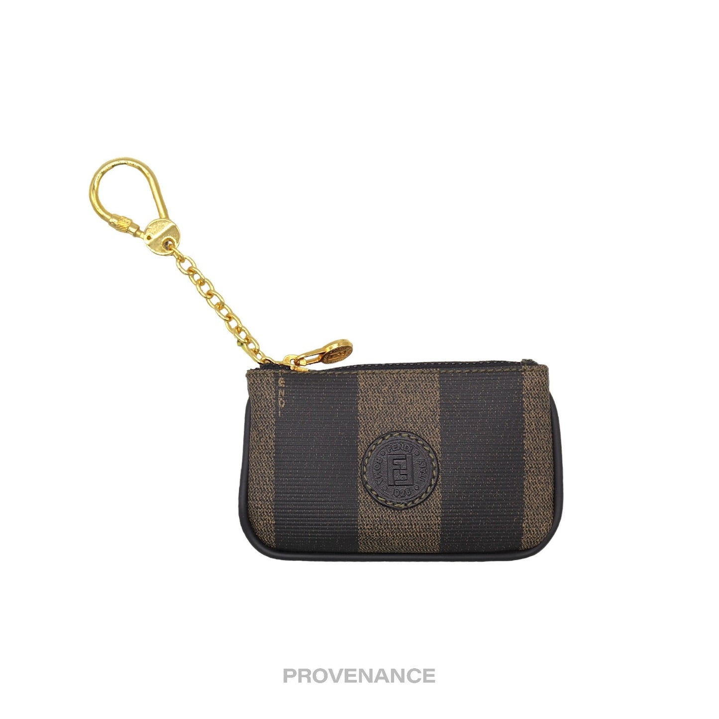 🔴 Fendi FF Pequin Key Pouch Cles - Striped Black