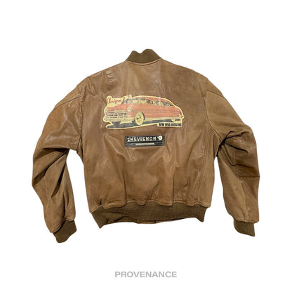 🔴 Chevignon Vintage Bomber Jacket - Hudson Leather Brown M