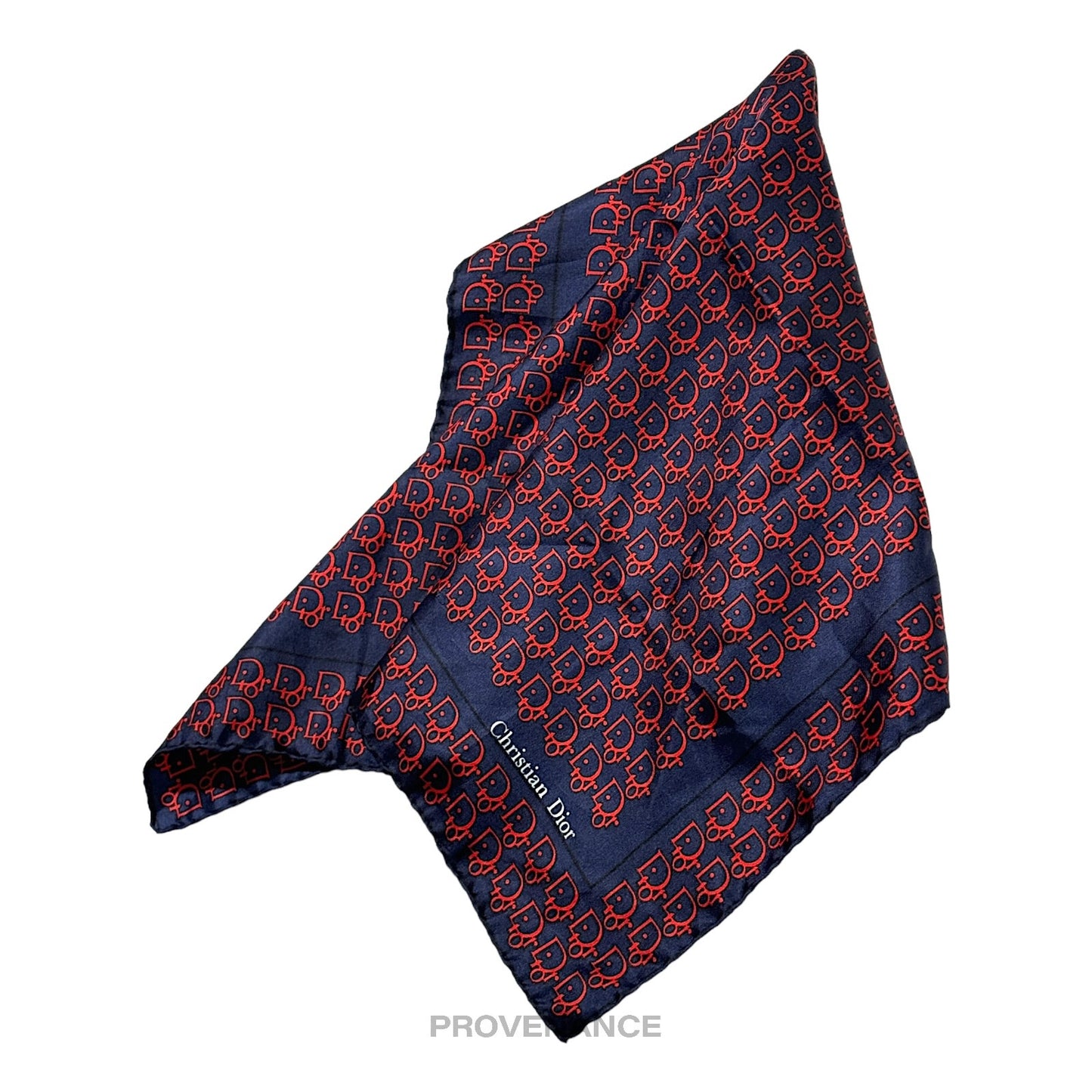 🔴 Christian Dior Trotter Monogram Silk Scarf - Navy Red