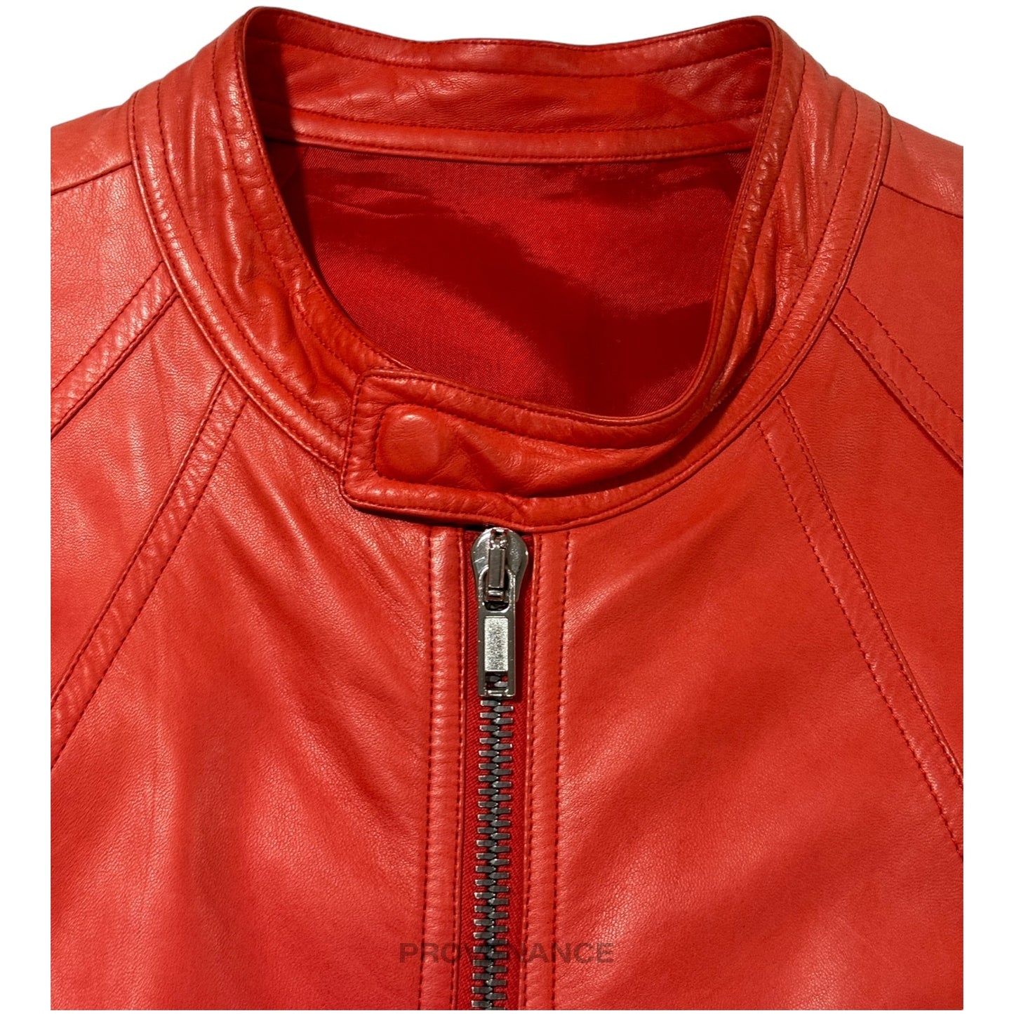 🔴 Rick Owens Walrus Intarsia Leather Jacket - 50 Red