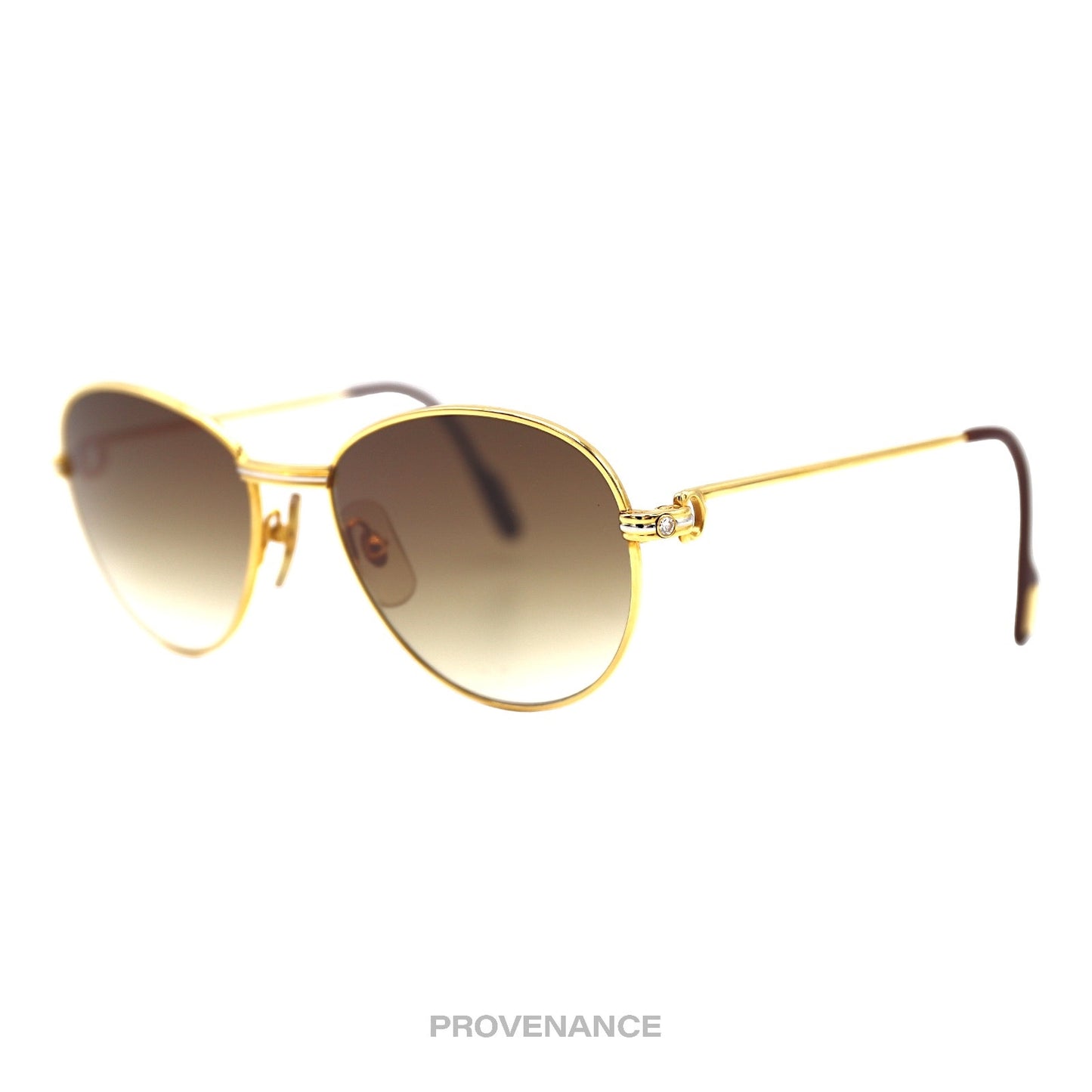 🔴 Cartier Brillant Diamond Vintage Sunglasses - Gold Brown