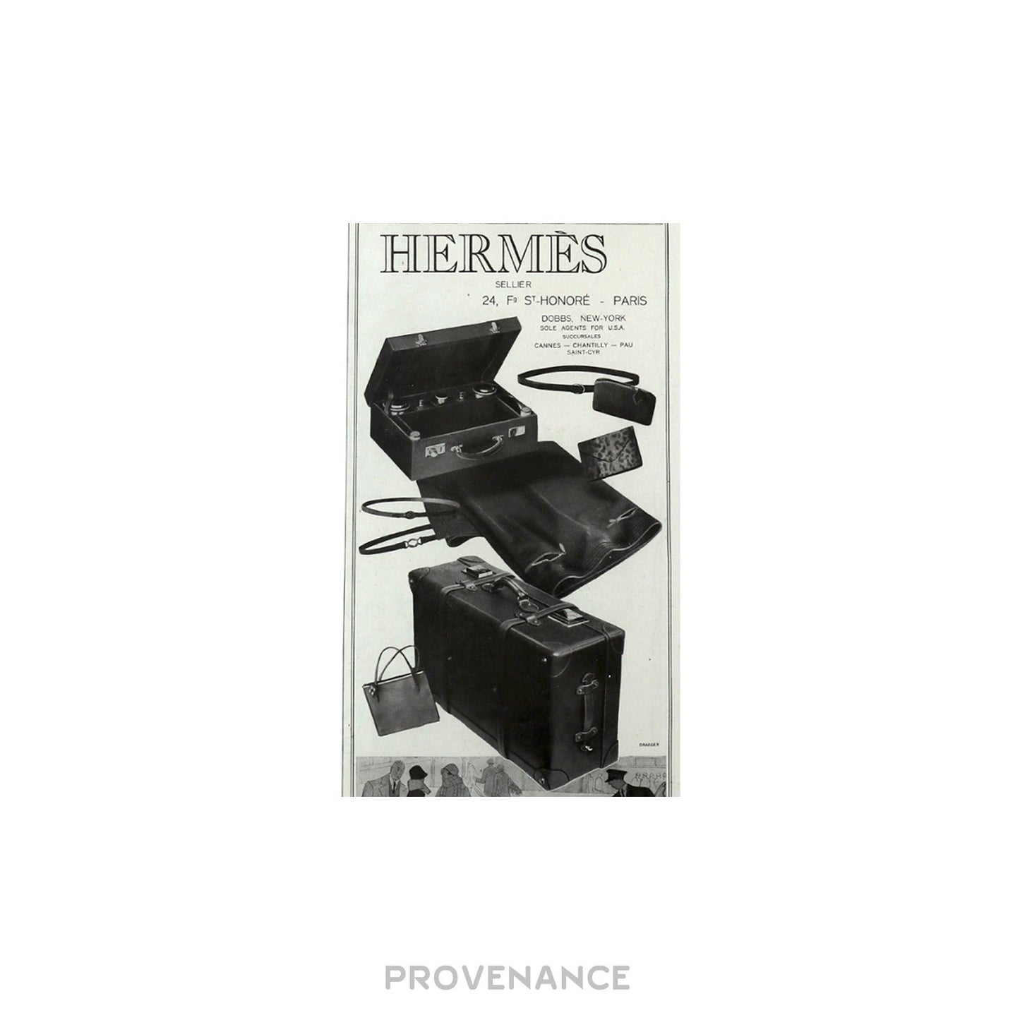 🔴 Hermes Antique Vintage Newsprint Ad - HERMÈS SELLIER V