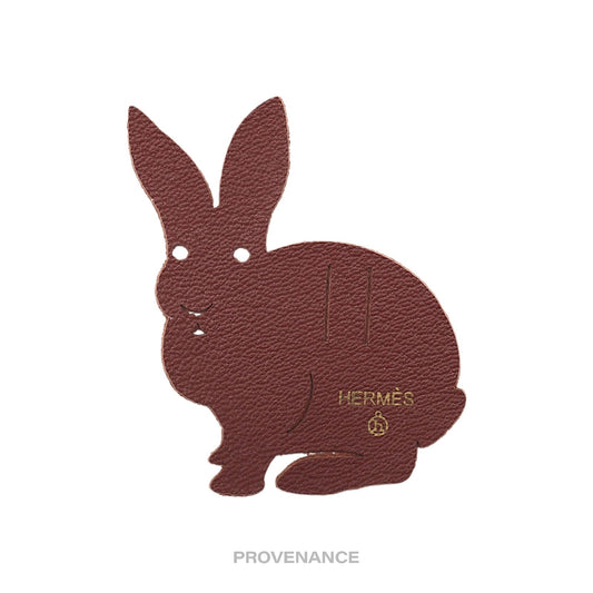 🔴 Hermes Petit h Rabbit Ribbon Charm - Brown Leather