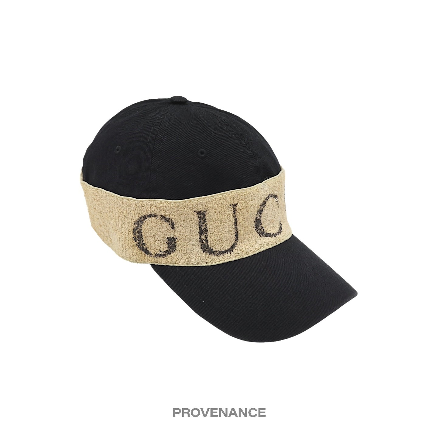 🔴 Gucci Logo Headband Sweatband Cap Hat - Black Cream