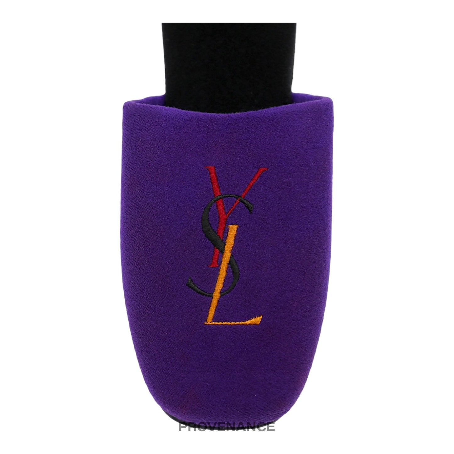 🔴 Yves Saint Laurent YSL Logo Slipper - Purple Velour