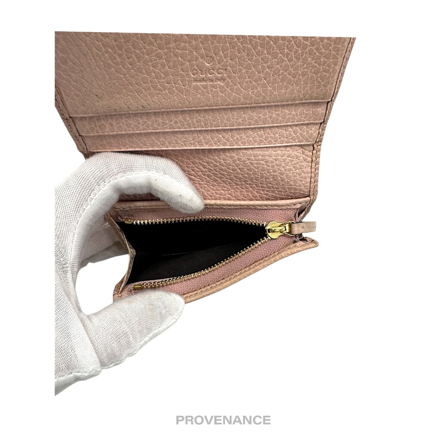 🔴 Gucci GG Marmont Card Holder Wallet - Pink Leather