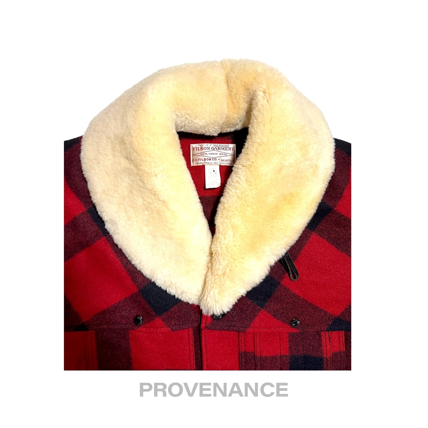 🔴 Filson Mackinaw Wool Packer Coat Red Black Plaid 38 S