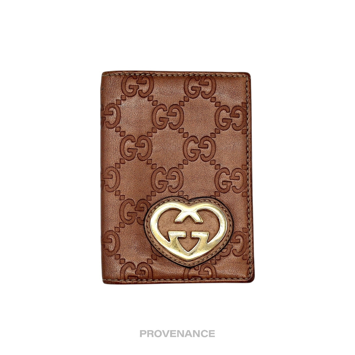 🔴 Gucci GG Heart Pocket Organizer Card Wallet - Bronze