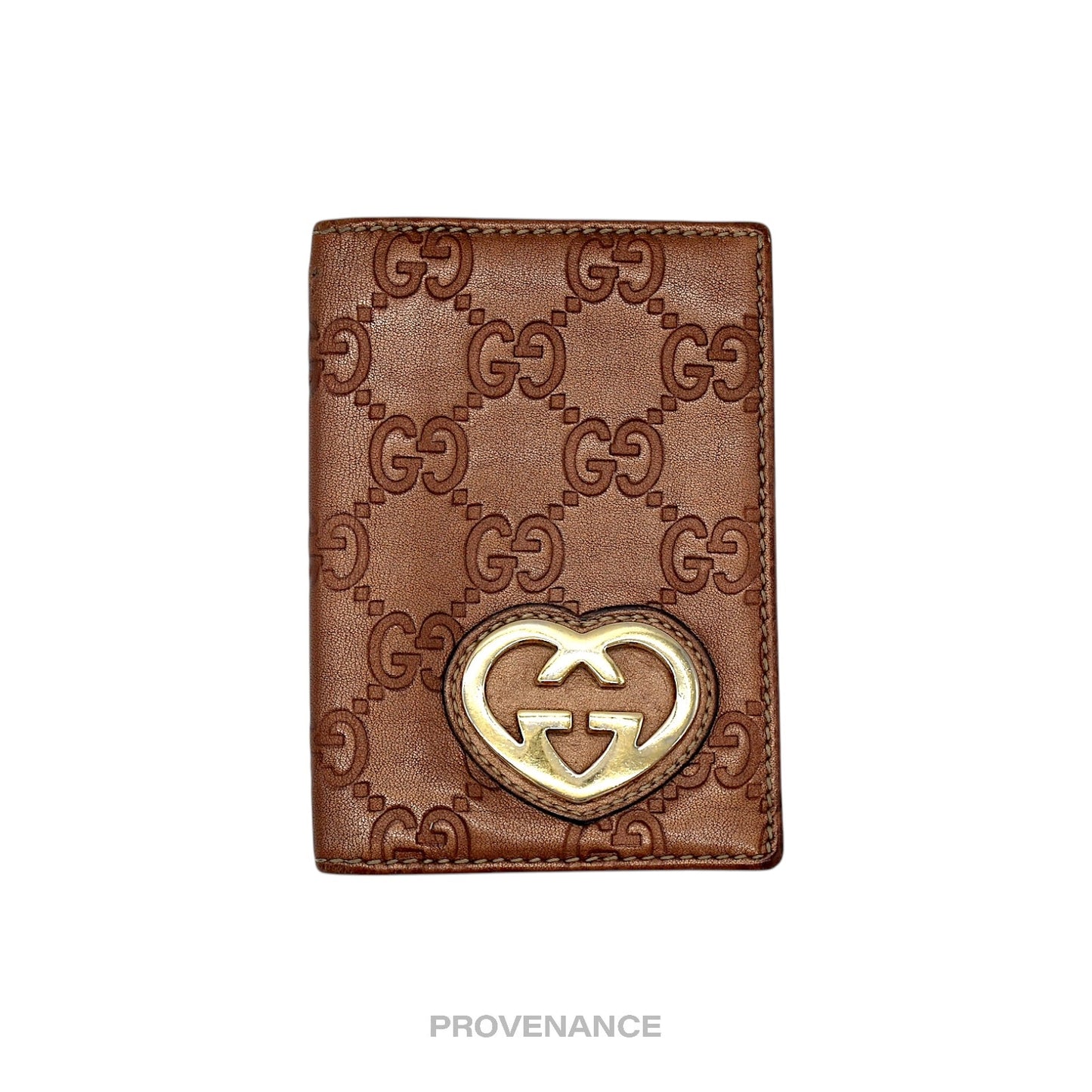 🔴 Gucci GG Heart Pocket Organizer Card Wallet - Bronze