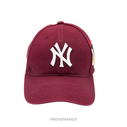 🔴 Gucci x NY Yankees Embroidered Hat Cap - Burgundy with Moth