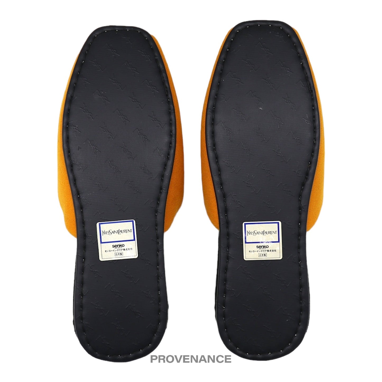 🔴 Yves Saint Laurent YSL Logo Slipper - Yellow Velour