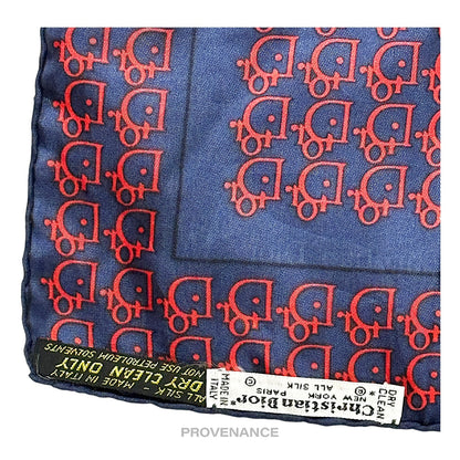 🔴 Christian Dior Trotter Monogram Silk Scarf - Navy Red