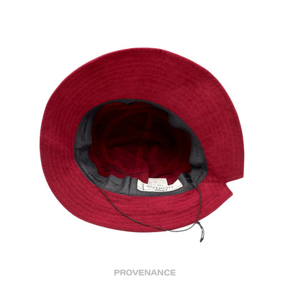 🔴 Givenchy Play Logo Notch Bucket Hat - Wine Microsuede