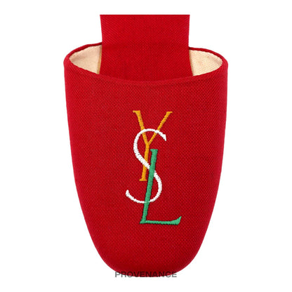 🔴 Yves Saint Laurent YSL Logo Slipper - Red Canvas