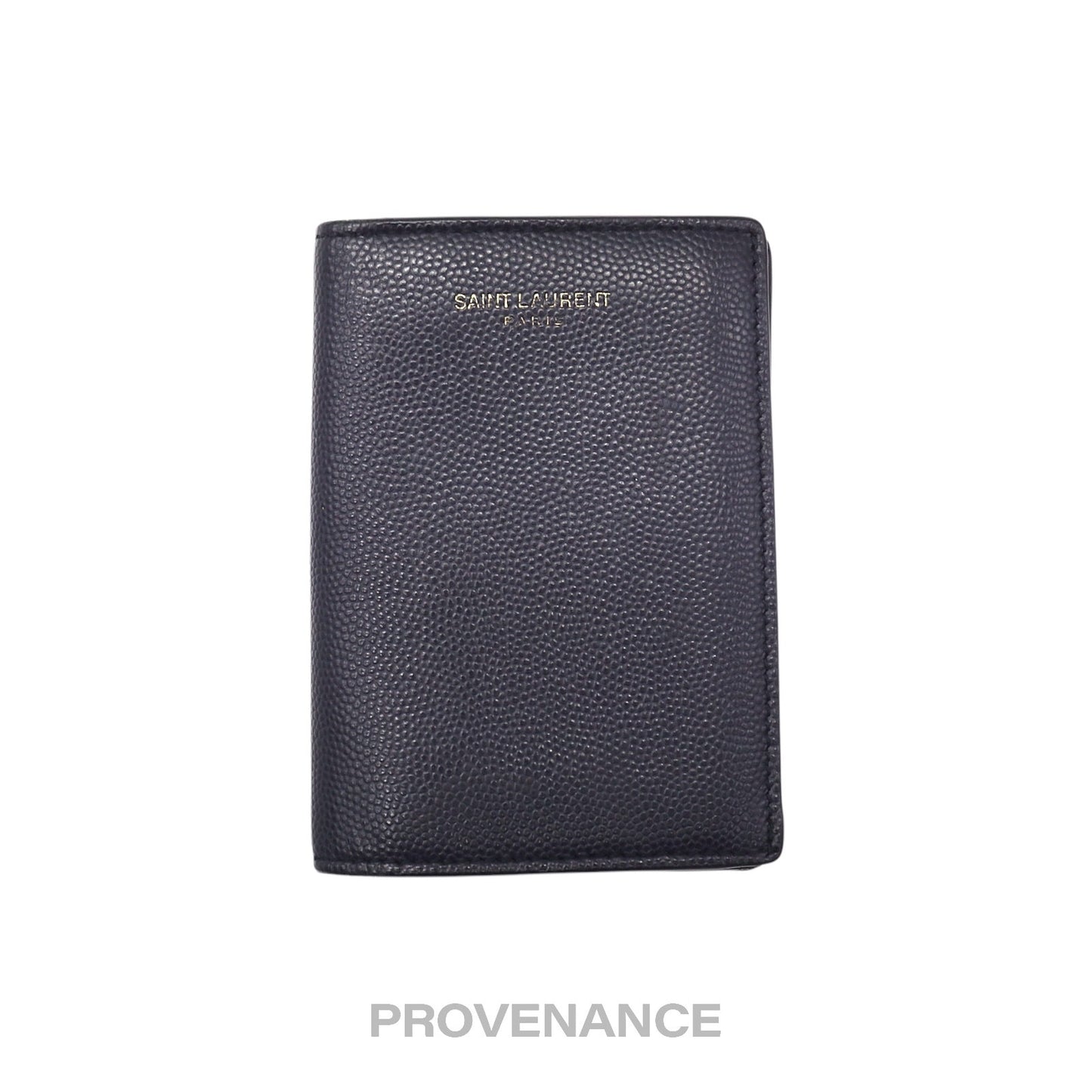 🔴 Saint Laurent Paris SLP Pocket Card Wallet - Navy Leather