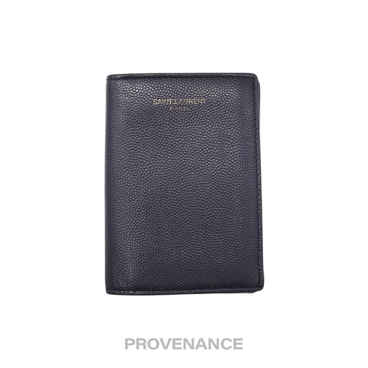 🔴 Saint Laurent Paris SLP Pocket Card Wallet - Navy Leather