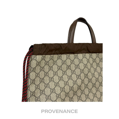 🔴 Gucci Neo Vintage Drawstring Tote Backpack - GG Canvas