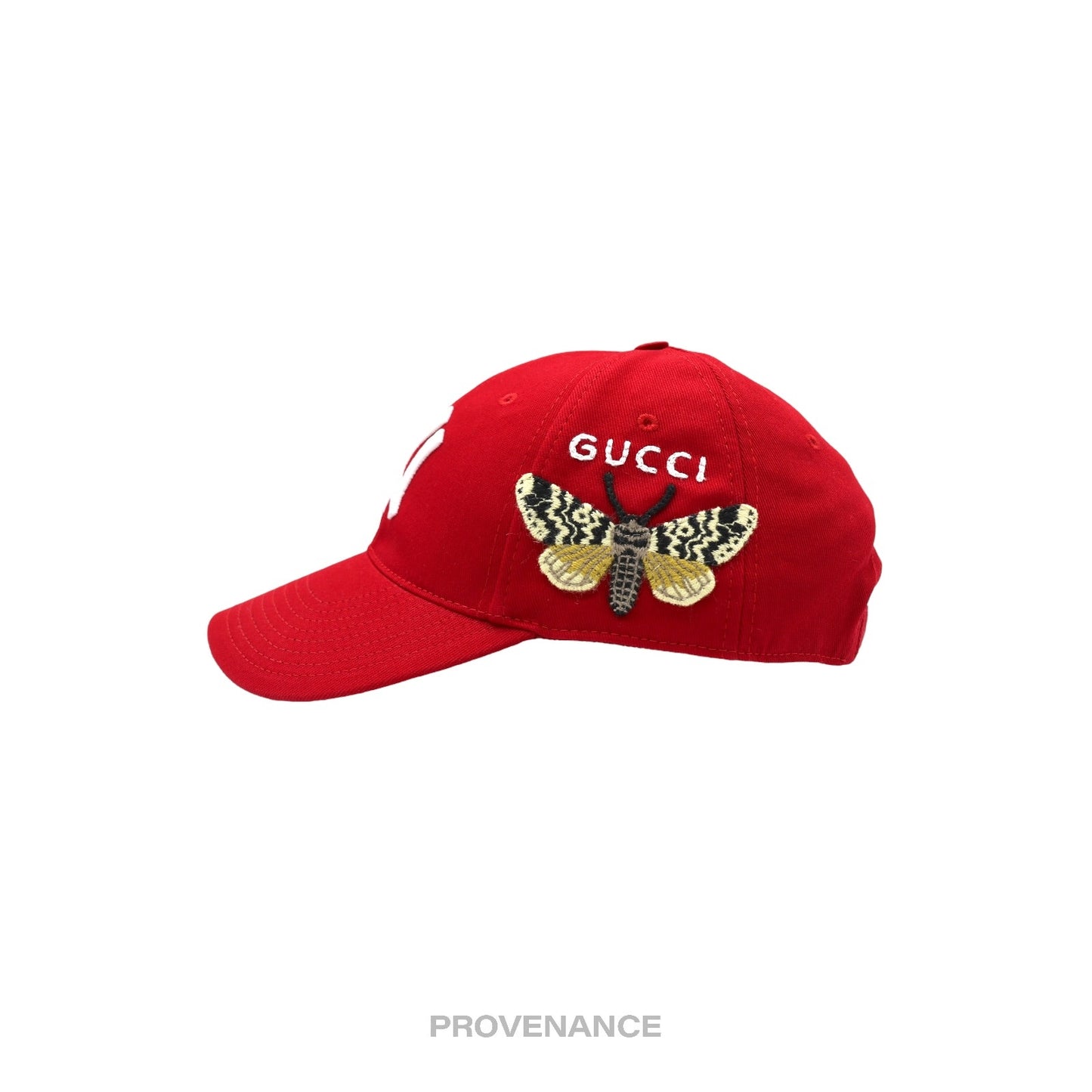 🔴 Gucci x NY Yankees Embroidered Hat Cap - Red with Moth