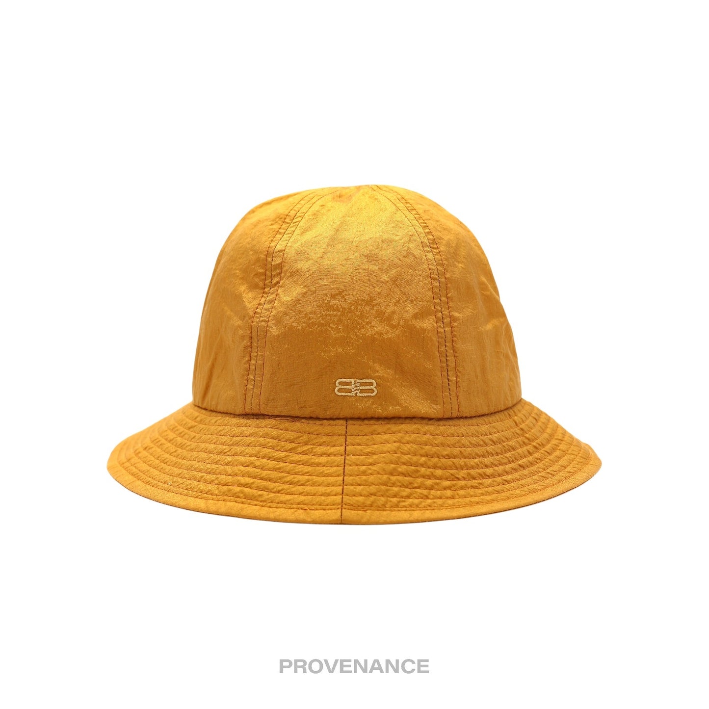 🔴 Balenciaga BB Logo Embroidered Bucket Hat - Golden Ochre