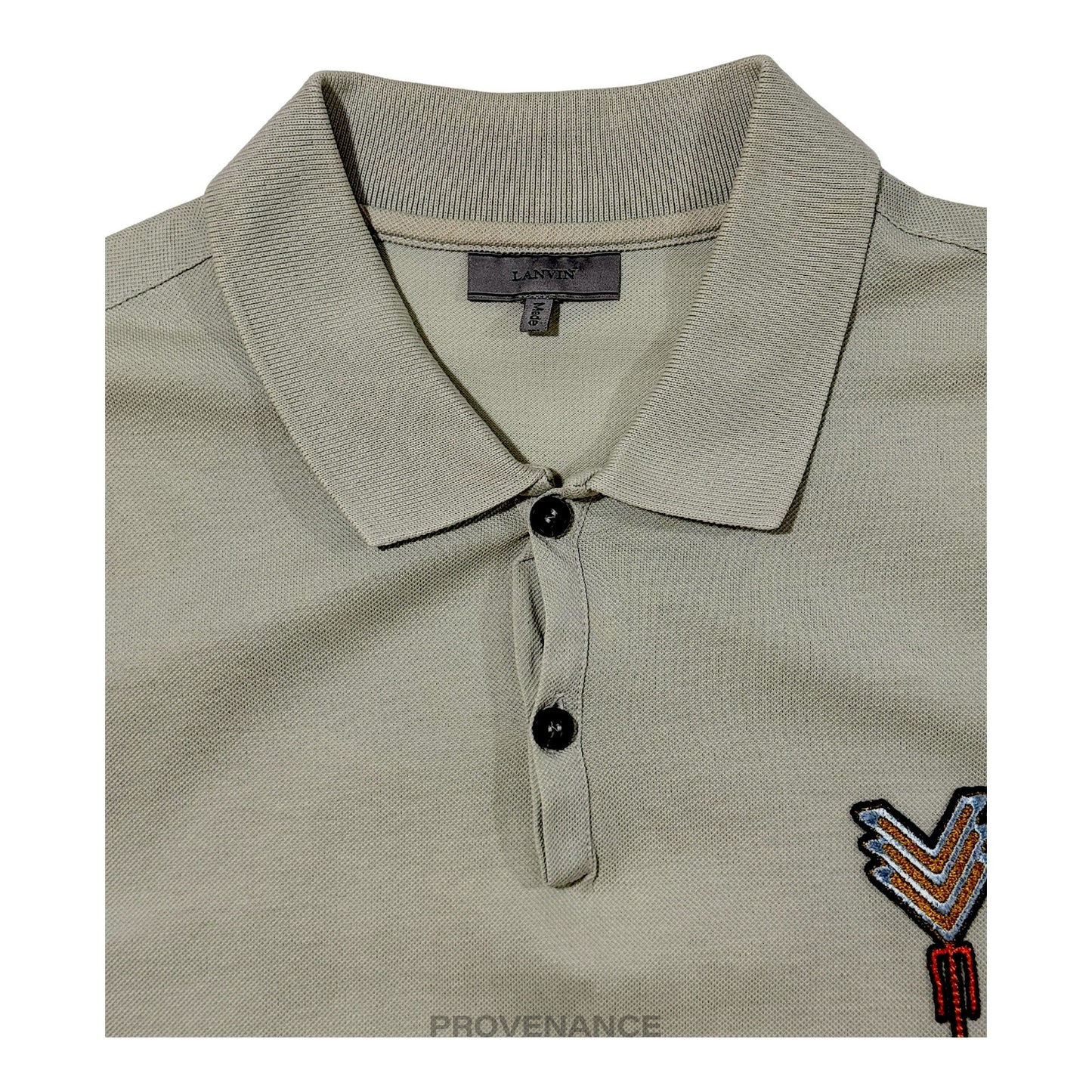 🔴  Lanvin Embroidered Polo Shirt - Sea Foam Green Pique XS