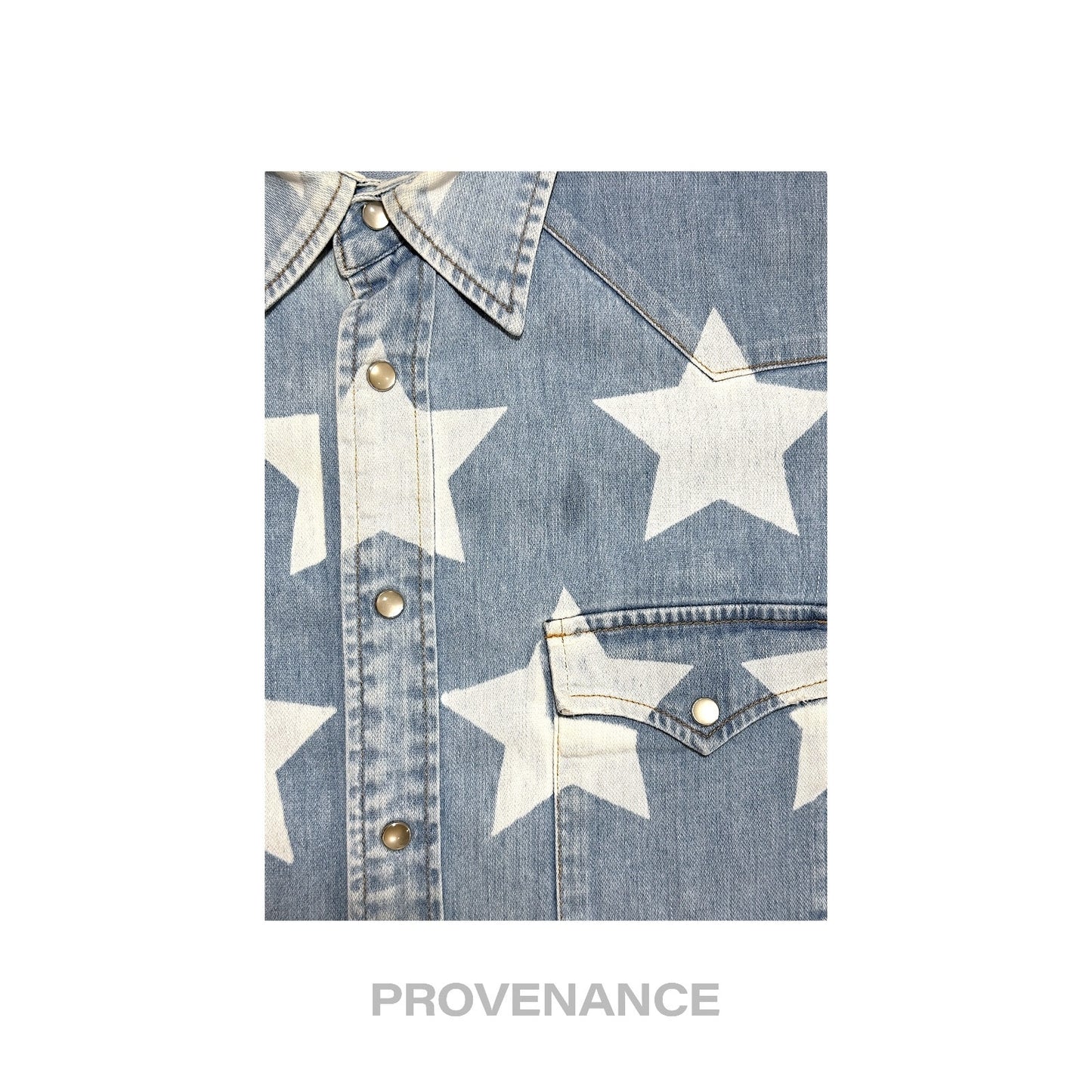 🔴 Saint Laurent Paris SLP Western Denim Shirt - Stars S
