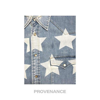 🔴 Saint Laurent Paris SLP Western Denim Shirt - Stars S