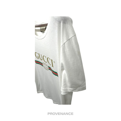 🔴 Gucci GG Signature Web Vintage Logo T-Shirt - White M